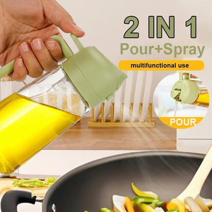 16oz Olive Oil Dispenser & Sprayer – 2-in-1 for Perfect Pour & Mist!