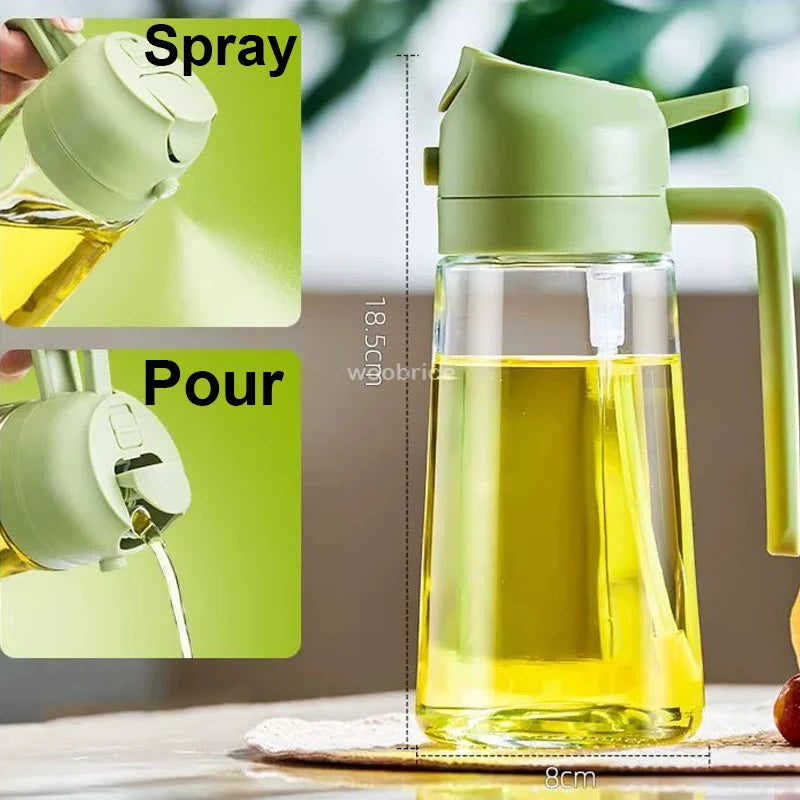 16oz Olive Oil Dispenser & Sprayer – 2-in-1 for Perfect Pour & Mist!